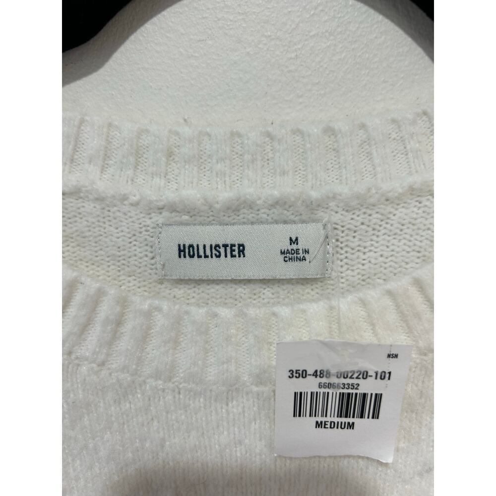 Hollister graphic cat sweater womens M white crewneck NWT coquette preppy - Picture 3 of 5